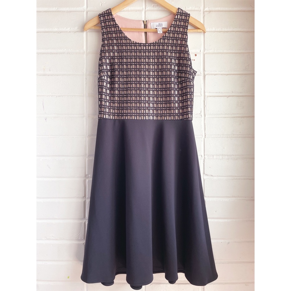 Belle Badgley Mischka Black Pink Woven Fit & Flare